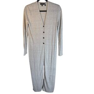 Theory Torina Rib Wool Linen Size Sm Long Line Boyfriend Duster Cardigan Sweater